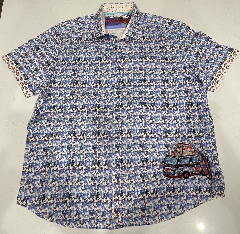 Robert Graham Button Front Shirt Geometric Mens Size XXL